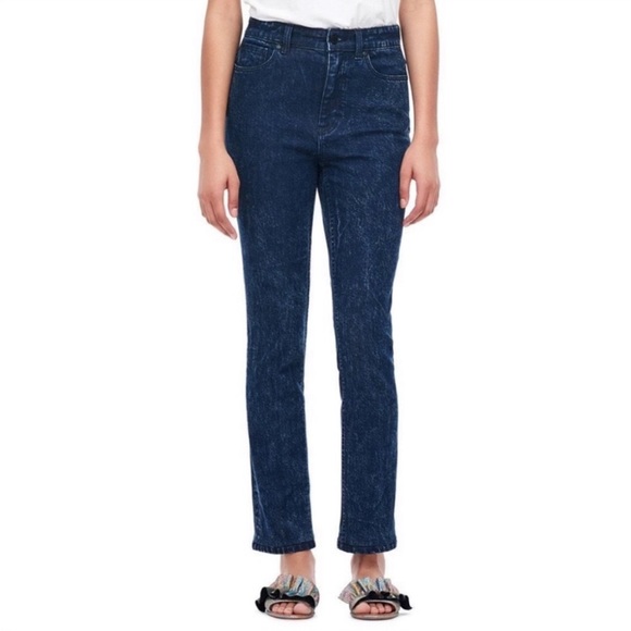 Rebecca Taylor High Rise Slim Straight Leg Jeans Sz 25. Dark wash denim - Picture 4 of 9